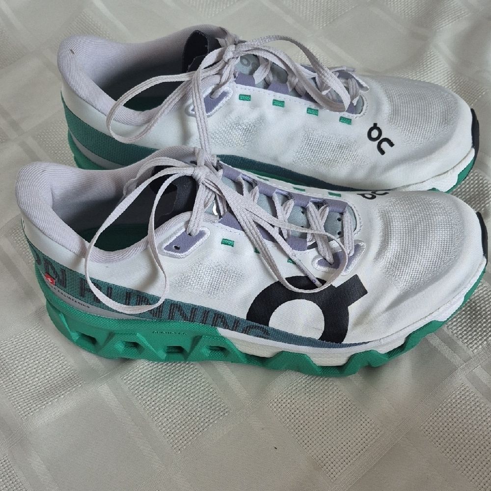 On Running White and Teal Women's Sneakers - Picture 9 of 16